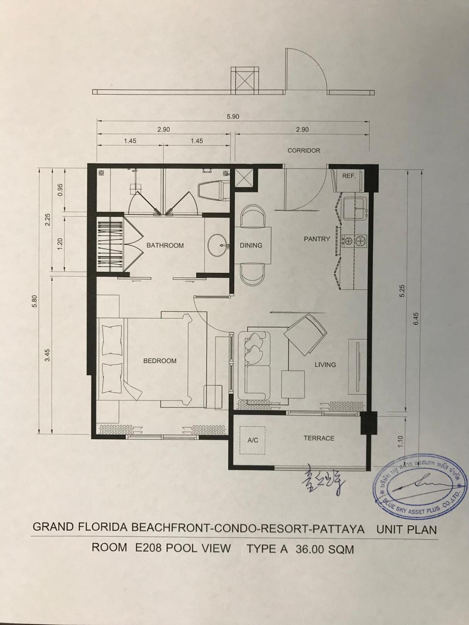 Grand Florida芭提雅带免费游泳池温泉和健身房和办公区水上花园公寓e208 나 좀티엔 외부 사진